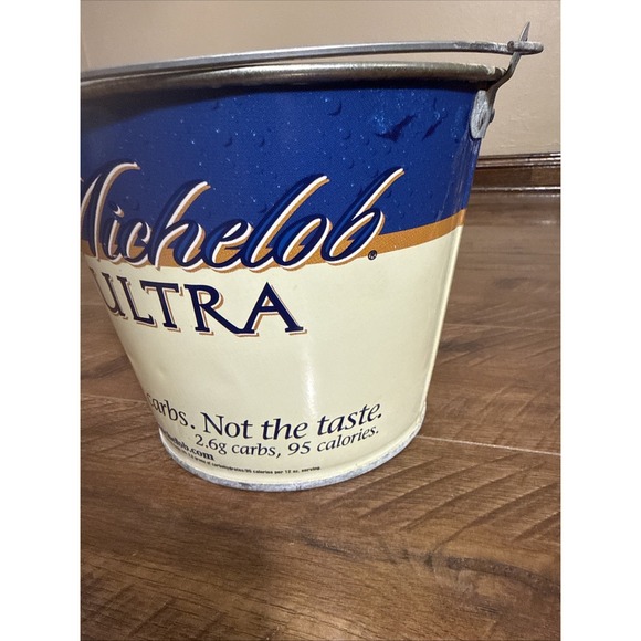 Vintage 2002 Michelob Ultra Metal Beer Ice Bucket Blue White Large Barware OG - Picture 6 of 10